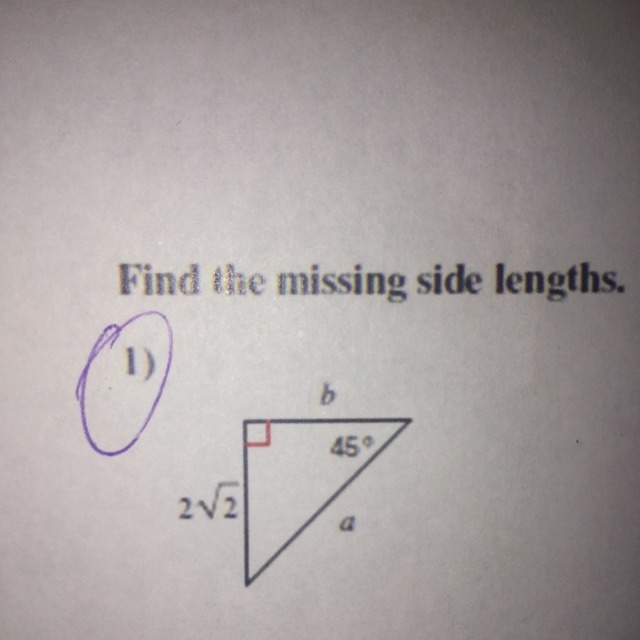 Find the missing side length. Leave you answers as radicals in the simplest form.-example-1