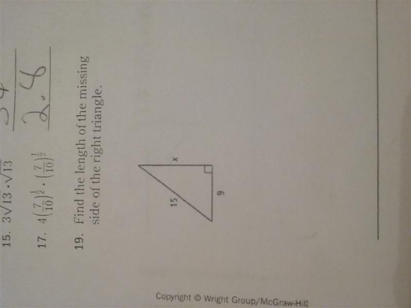 Find the length of the missing side of the triangle-example-1