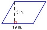 What is the area of the parallelogram? A. 47.5in2 B. 95in2 C. 115.25 in2 D. 190 in-example-1