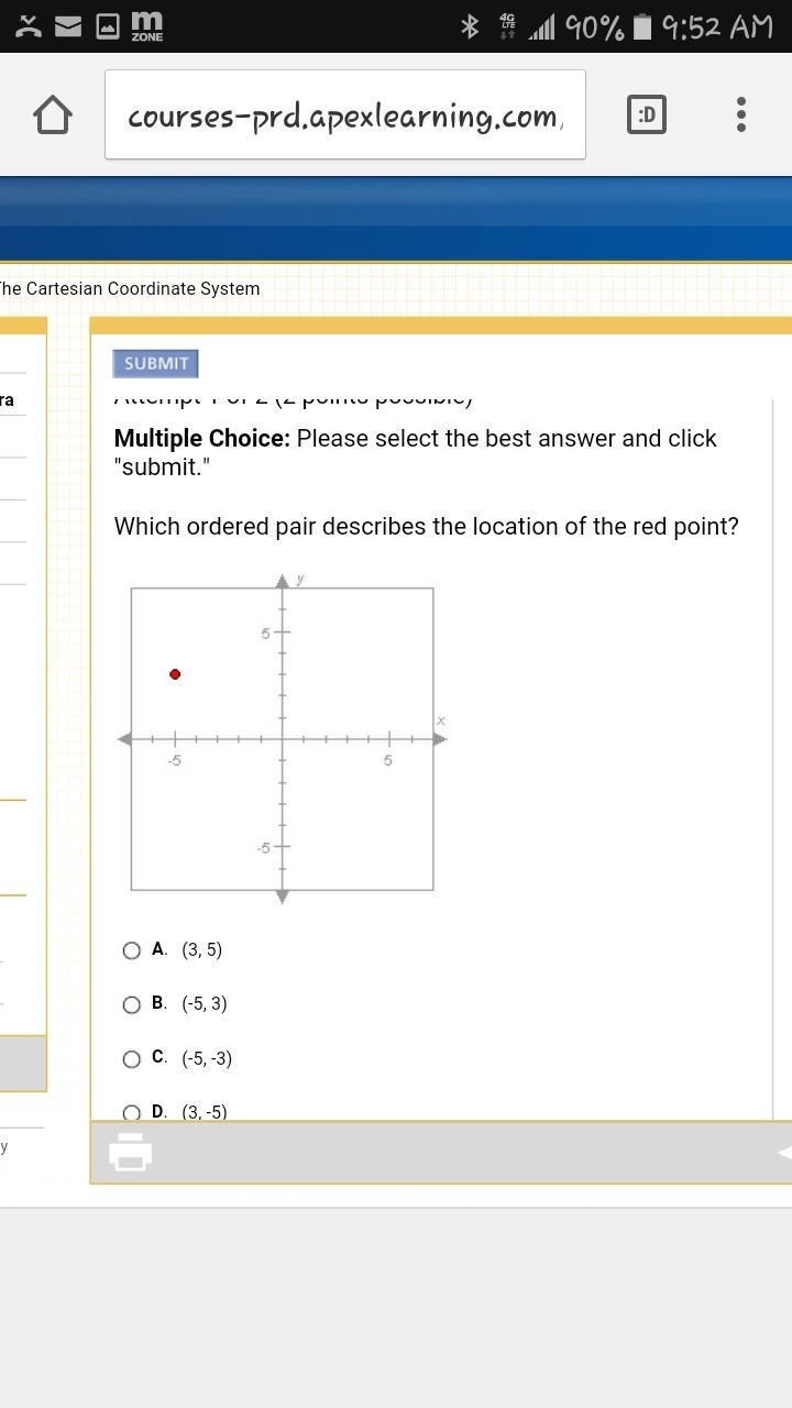 Which ordered pair describes the location of the red point?-example-1