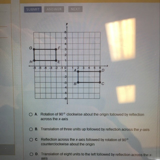 Which sequence of transformations carries ABCD onto HGFE-example-1