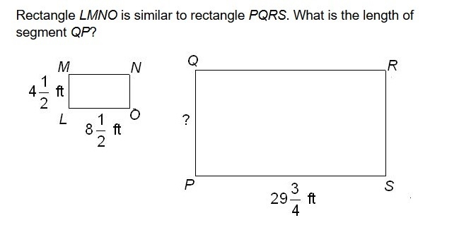 Rectangle LMNO is similar to rectangle PQRS. What is the length of segment QP?-example-1