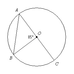 Help. Find mBAC in circle O. (The figure is not drawn to scale.) A. 170 B. 95 C. 47.5 D-example-1