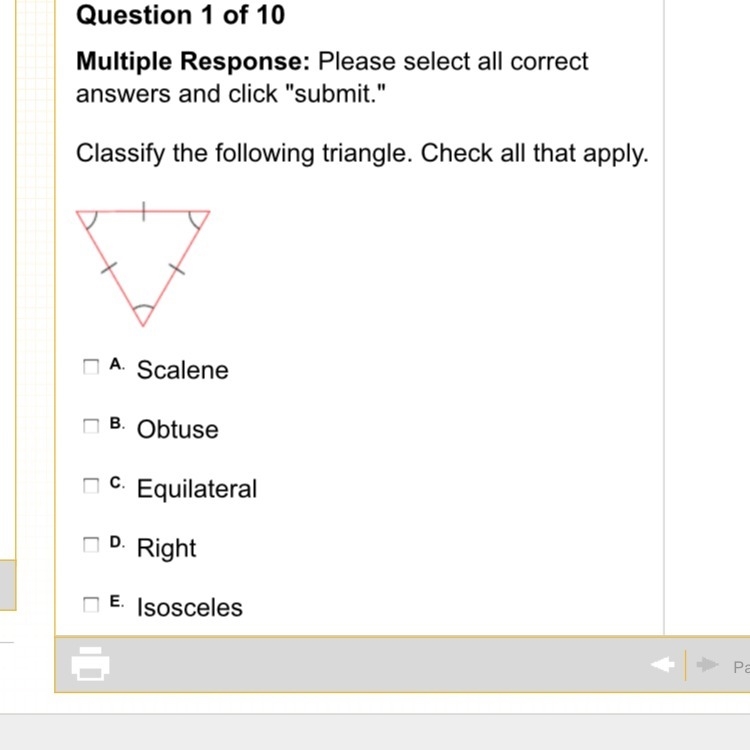 Classify the following triangle. Check all that apply.-example-1