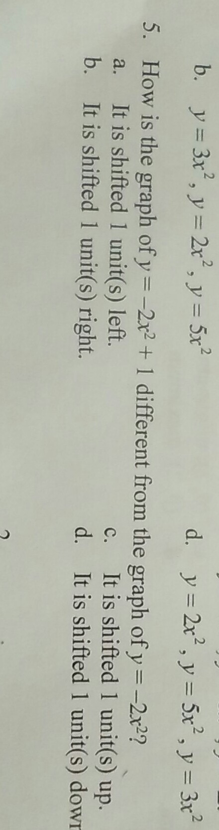 How is the graph of y=-2x²+1 different from the graph of y=-2x²-example-1