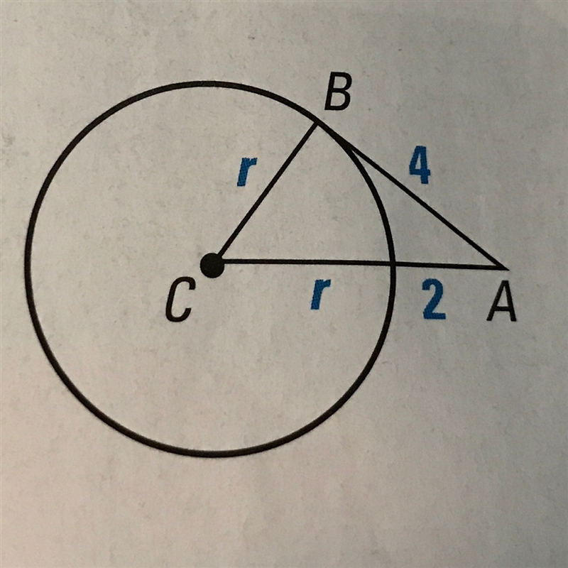 AB is tangent to C. I need to find the value of r.-example-1