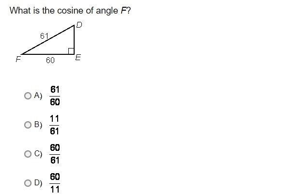 What is the cosine of angle F?-example-1