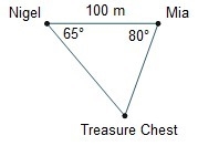 Nigel and Mia are searching for a treasure chest under water. The straight line distance-example-1