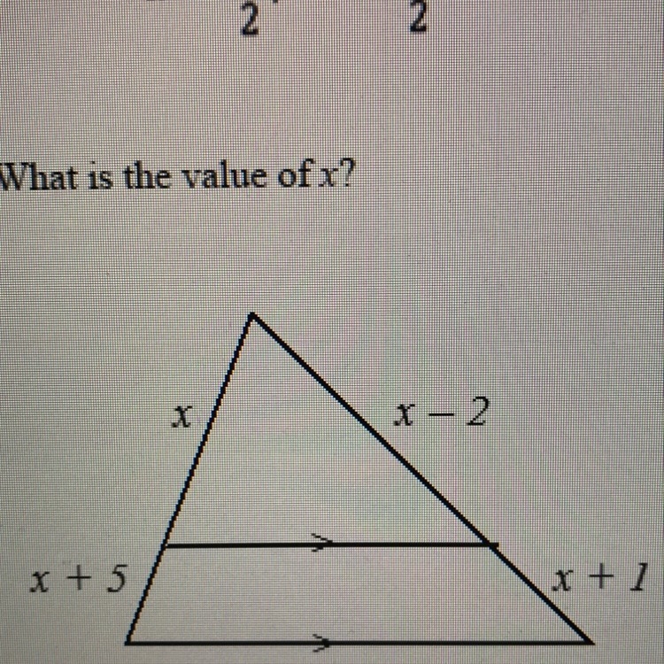 What is the value of x? A.5 B.2.5 C.7.5 D.10-example-1