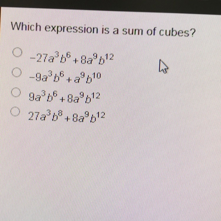 Which expression is a sum of cubes?-example-1