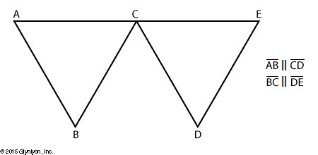 In the given the figure above, m∠BAC = 64° and m∠CBA = 56°. Part I: Find the m∠DEC-example-1