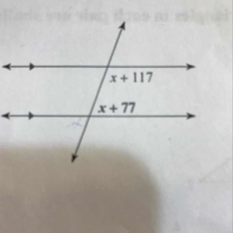 Find the measure of the angle x+77-example-1