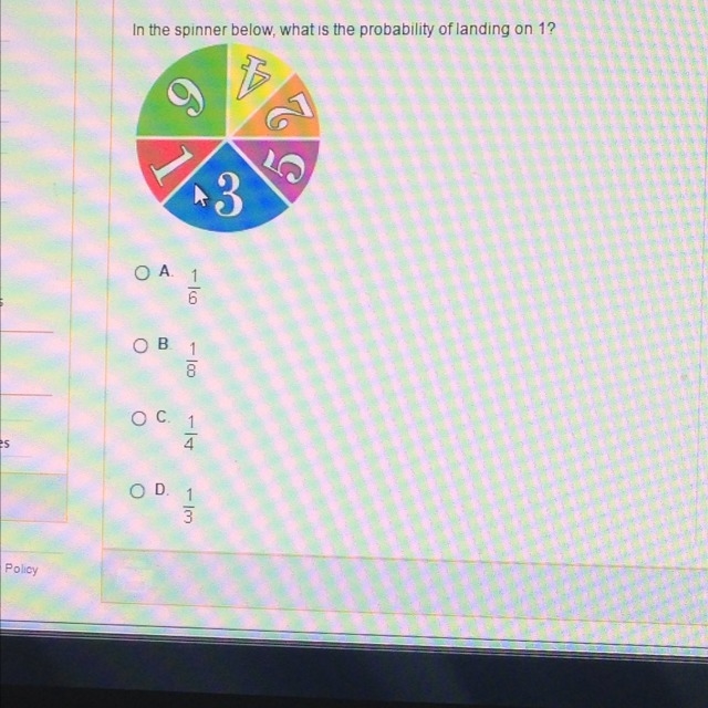 A.1/6 B.1/8 C.1/4 D.1/3 Help please-example-1