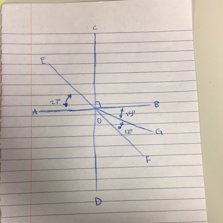 Use this figure to find the value of ∠FOD. A. 27° B. 63° C. 46° D. 78°-example-1