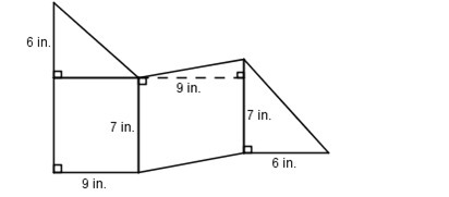 What is the area of the figure? The figure is not drawn to scale. A. 222 B. 201 C-example-1