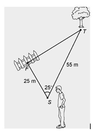 1. A surveyor is “shooting a line” to a point on a tree 55 m from his current position-example-1