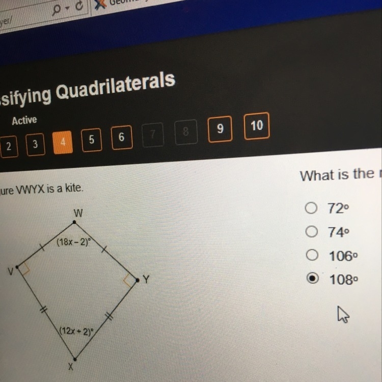 What is the measure of angle VXY?-example-1