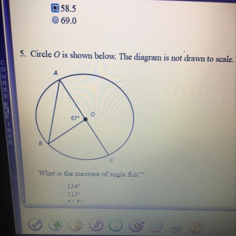 Circle O is shown below. The diagram is not drawn to scale. What is the measure of-example-1