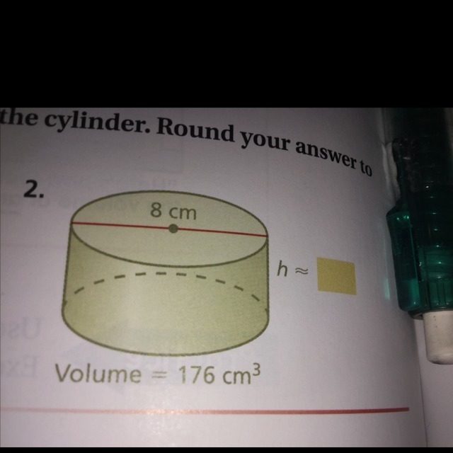 Find the volume V or height H of the cylinder. Round your answer to the nearest tenth-example-1