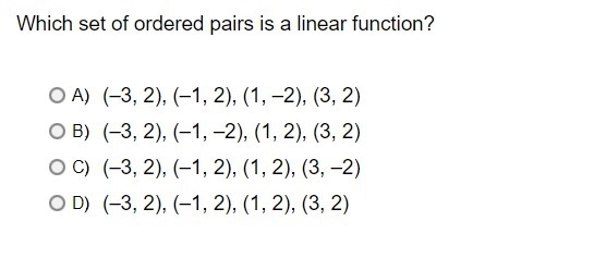 Which set of ordered pairs is a linear function?-example-1