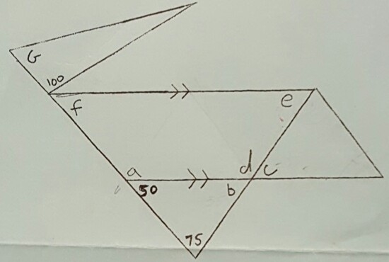 Find the missing angles: you may have to find missing angles that are not labeled-example-1