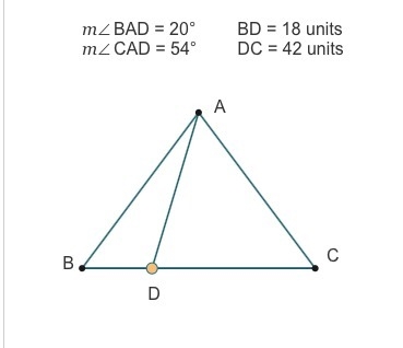 Adjust point D so the measure of angle BAD is equal to the measure of angle CAD. Which-example-1