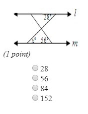 Find the value of x for which l is parallel to m. The diagram is not to scale. Lines-example-1