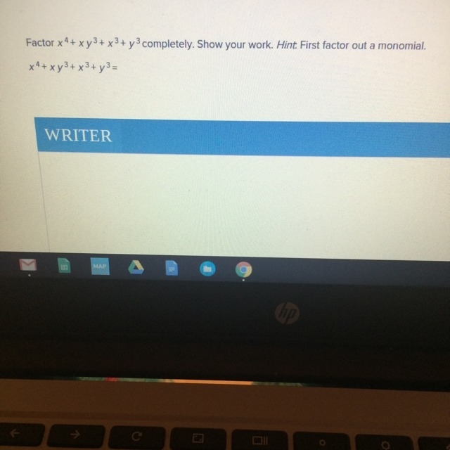 Factor x^4+xy^3+x^3+y^3 out completely. Hint: first factor out a monomial.-example-1