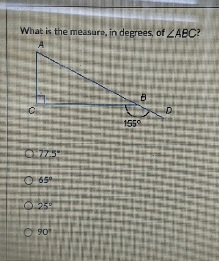 What is the measure in degrees of <ABC?-example-1