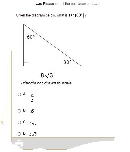 Given the diagram below, what is the tan (60)?-example-1