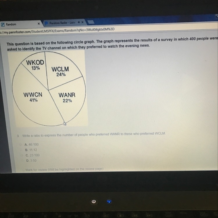 Write a ratio to express the number of people who preferred WANR to those who preferred-example-1