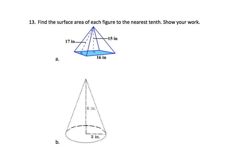 Find the surface area of each figure to the nearest tenth. show your work, please-example-1