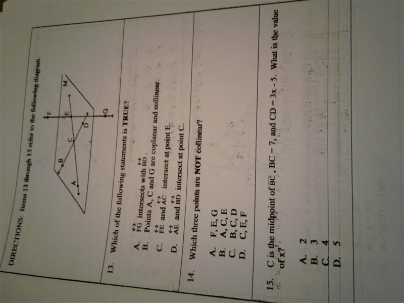 C is the midpoint of bc, bc = 7 and CD = 3x- 5 what is the value of x-example-1