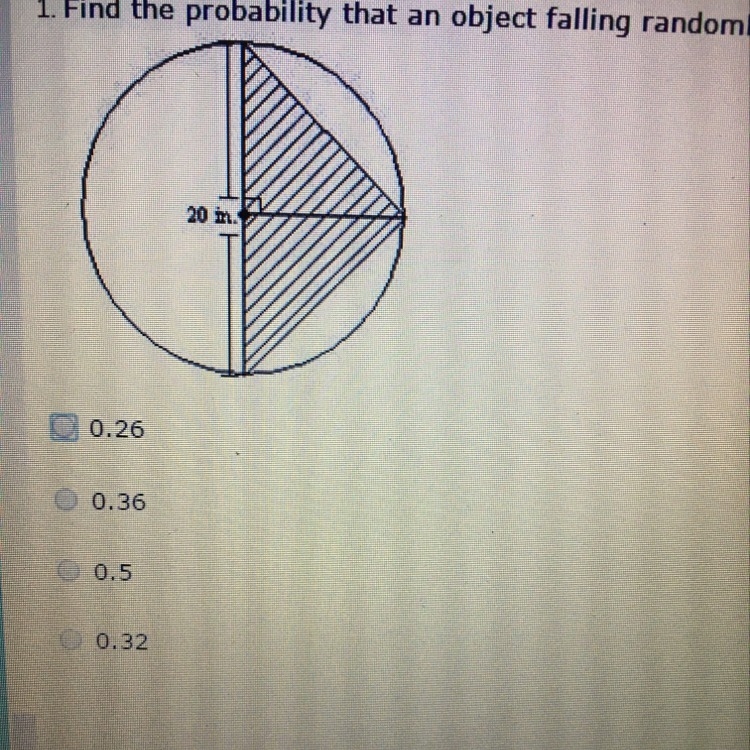 Find the probability that an object falling randomly on the figure will land in the-example-1