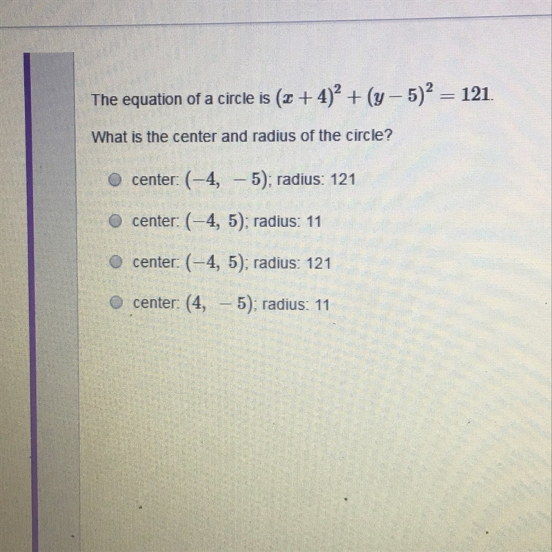 What is the center and radius of the circle?-example-1