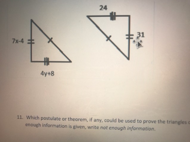 Find the values of x and y. Show your work.-example-1