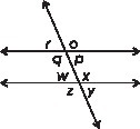 In this figure, which of the following are corresponding angles? A. ∠o and ∠z B. ∠r-example-1