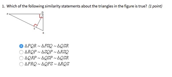 Please Help! Which of the following similarity statements about the triangles in the-example-1