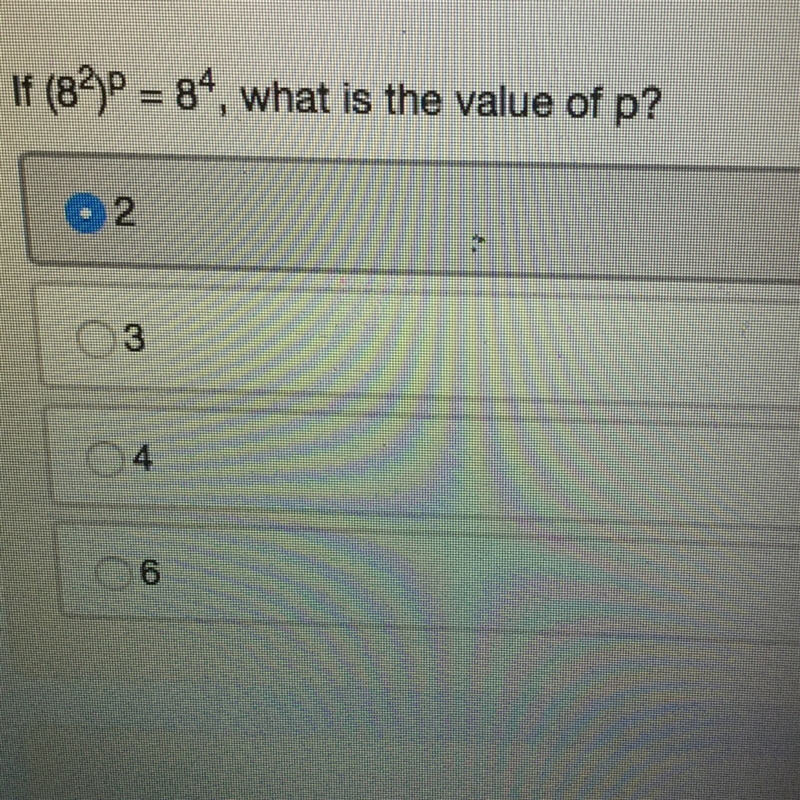 If (8^2)p = 8^4, what is the value of p?-example-1