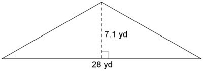 Find the area of the triangle A) 198 yd2 B) 106 yd2 C) 99.4 yd2 D) 32.2 yd2 I LOVE-example-1