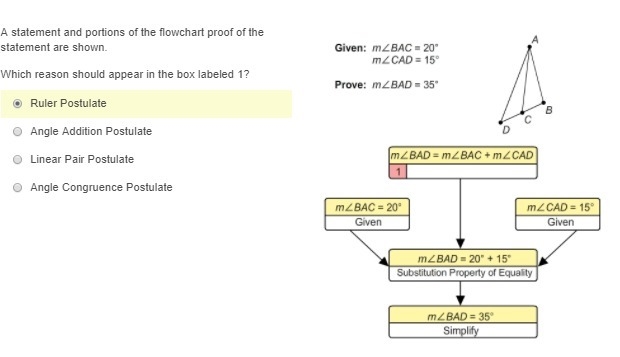 A statement and portions of the flowchart proof of the statement are shown. Which-example-1