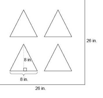 A square poster has a side length of 26 in. Drawn on the poster are four identical-example-1