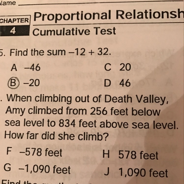 When climbing out of death valley Amy climbed from 256 feet below sea level to 834 feet-example-1