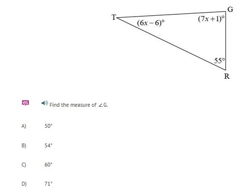 Find the measure of ∠G.-example-1