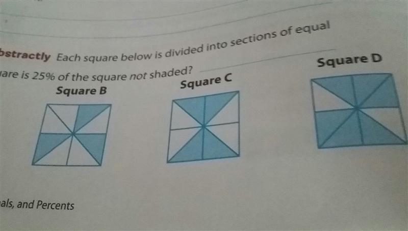 In which square is 25% not shaded-example-1