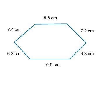 What is the perimeter of this hexagon? A. 46.3 cm B. 40 cm C. 32.8 cm D. 26.5 cm-example-1