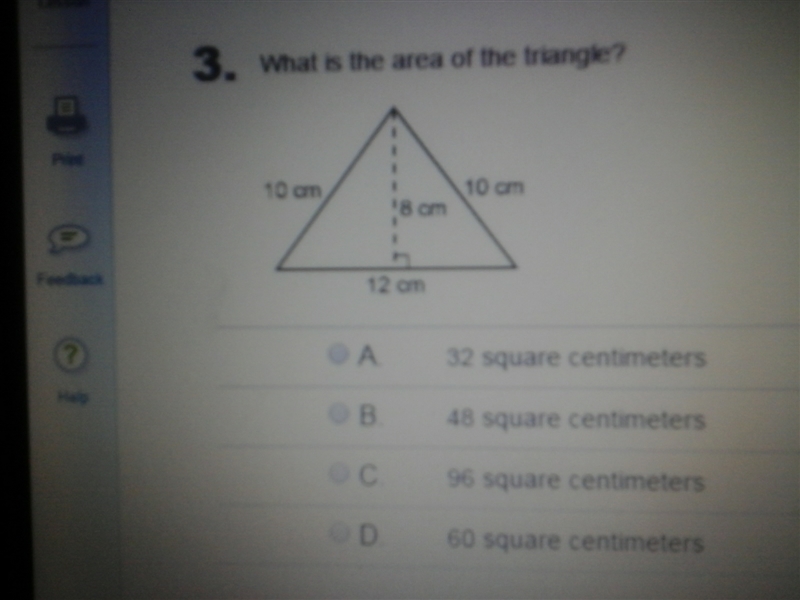 What is the area of the figure ? a ( 32 square centimeters b ( 48 square centimeters-example-1