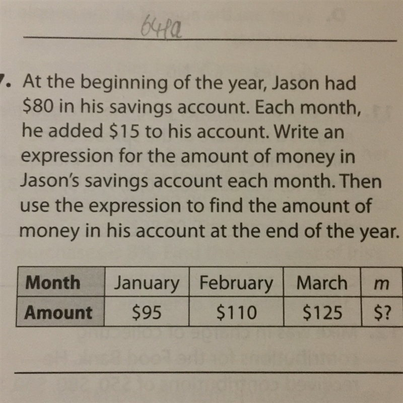 At the beginning of the year, Jason had $80 his savings account. Each month, he added-example-1