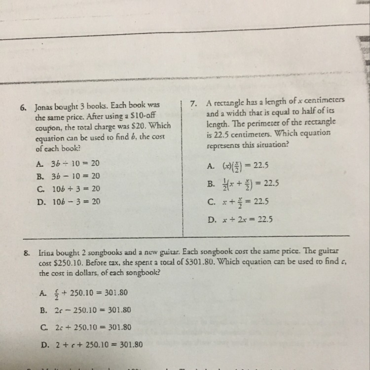 PLS HELP ME ASAP FOR 6, 7, and 8! (SHOW WORK!!!!) + LOTS OF POINTS!!-example-1