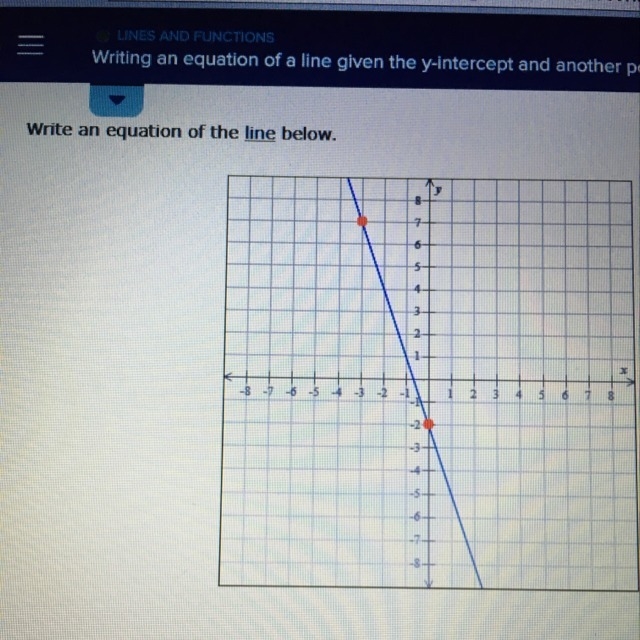 I need the equation of the line in the picture-example-1